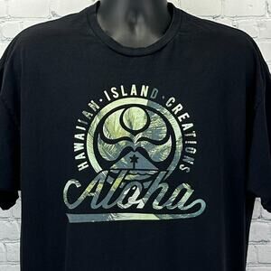 Hawaiian Island Creations T Shirt HIC Aloha Hawaii Surfer Black Tee Mens XXL 2XL